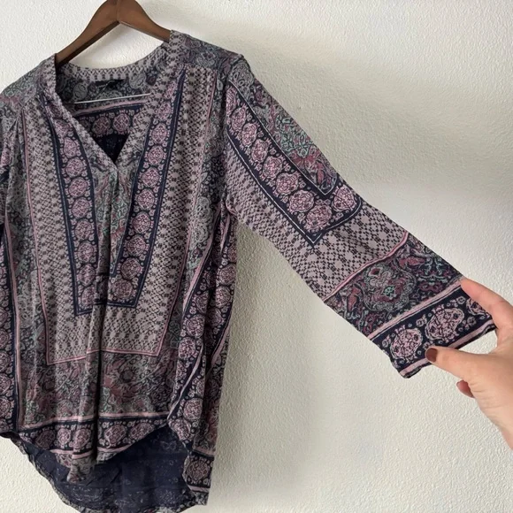 Lucky Brand Peasant Tunic Boho Chic Cottagecore Blouse XL Ethereal Whimsigoth - Picture 4 of 10